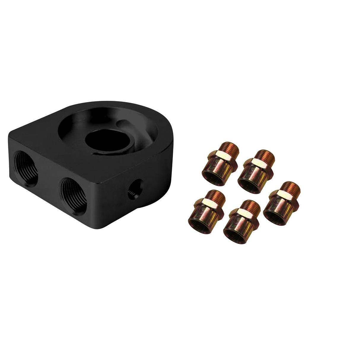 Oil Cooler Sandwich Plate Kit Black (10AN/8AN) with 3/4-16, 13/16-16, 18x1.5mm, 20x1.5mm + 22x1.5mm Fittings, , scaau_hi-res