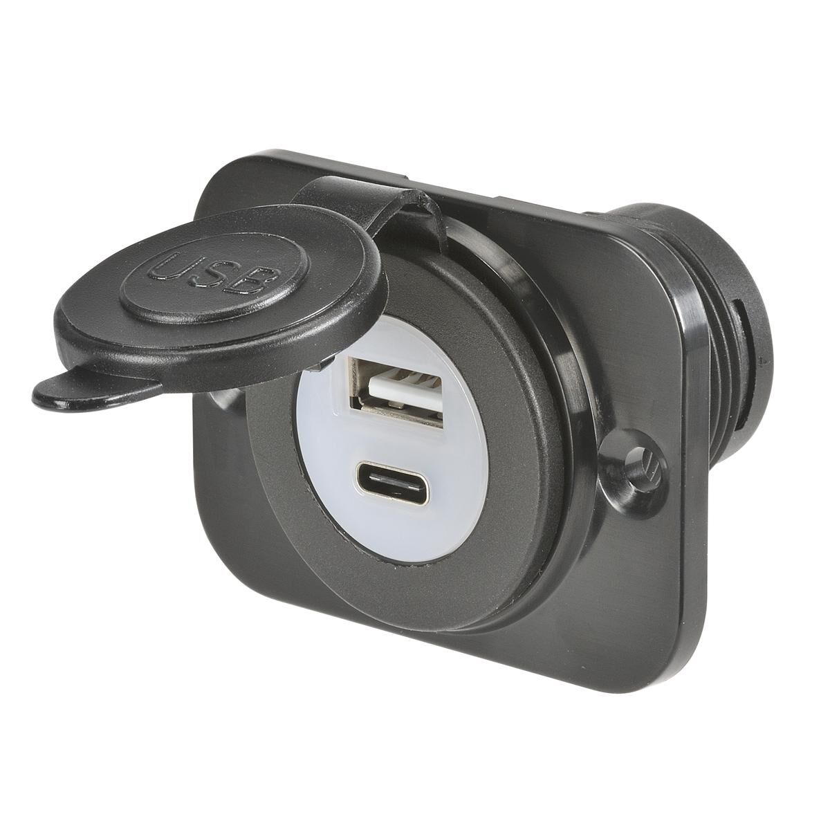 NARVA HEAVY-DUTY USB-A & USB-C SINGLE SOCKET - BLACK HOUSING, , scaau_hi-res