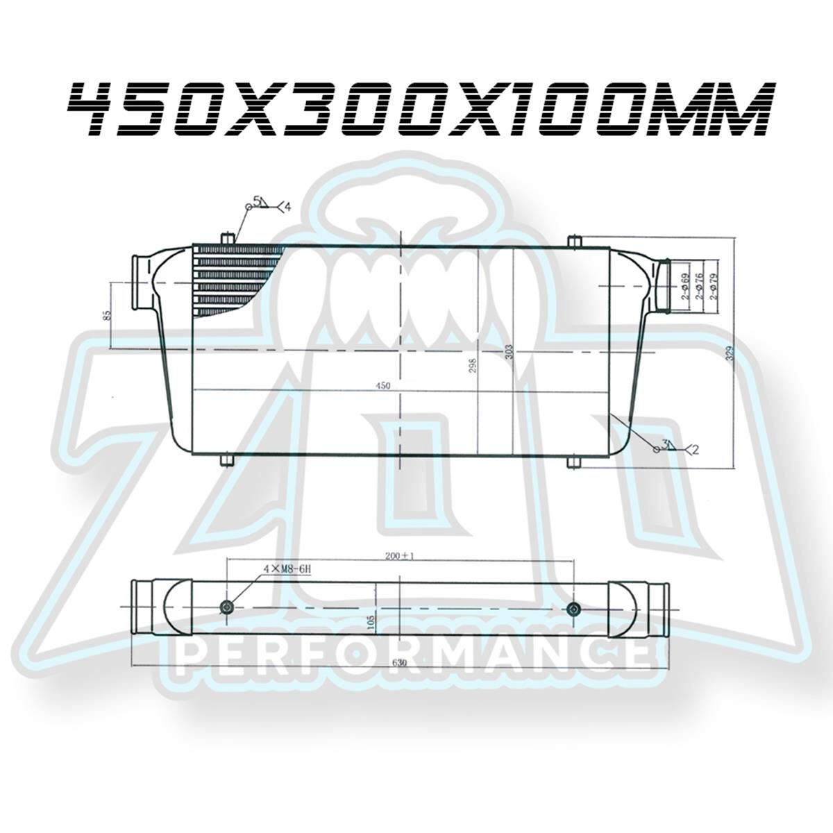 INTERCOOLER 450/300/100MM SILVER, , scaau_hi-res