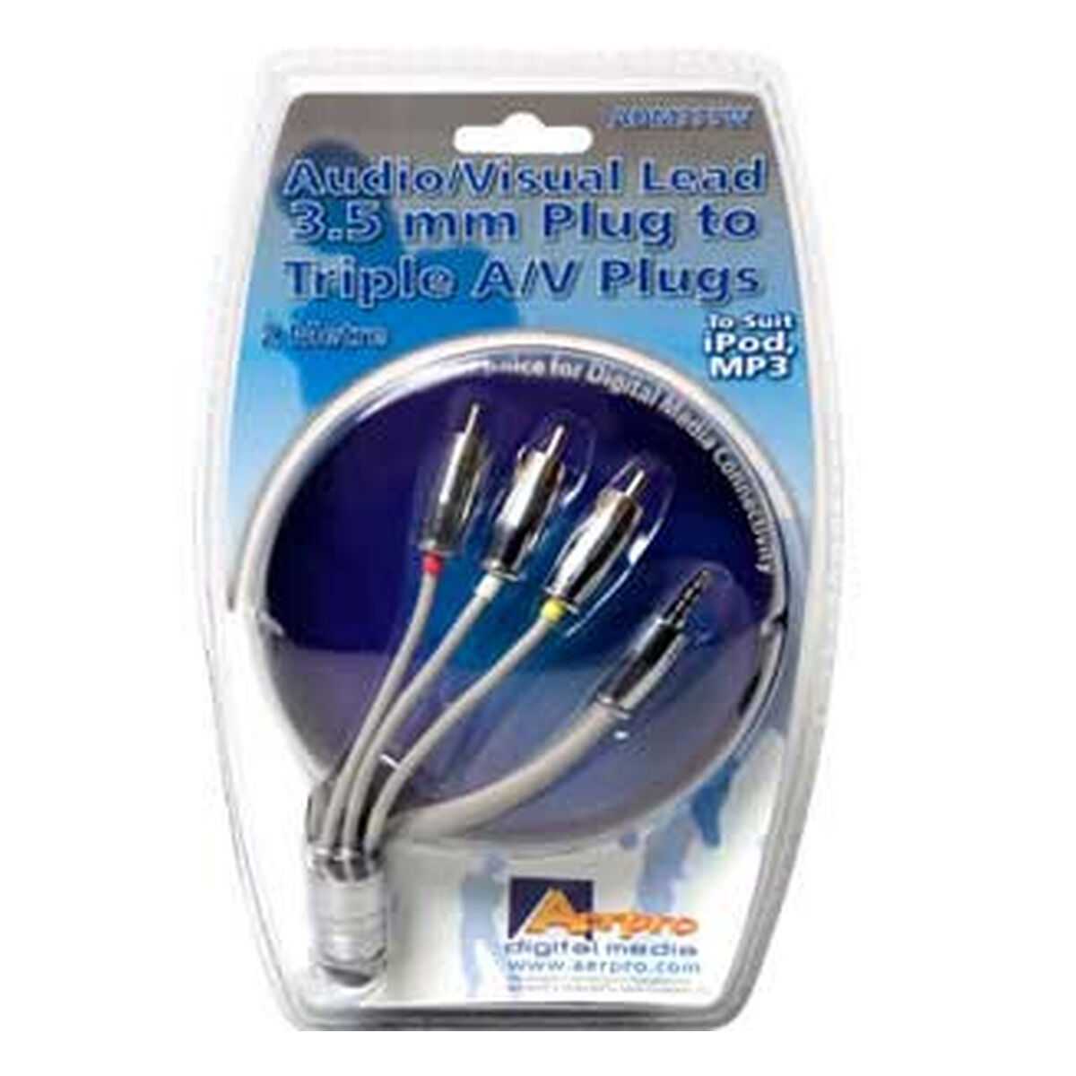 3.5 MM STEREO TO AUDIO/VISUAL PLUGS 2 METRES WHITE, , scaau_hi-res