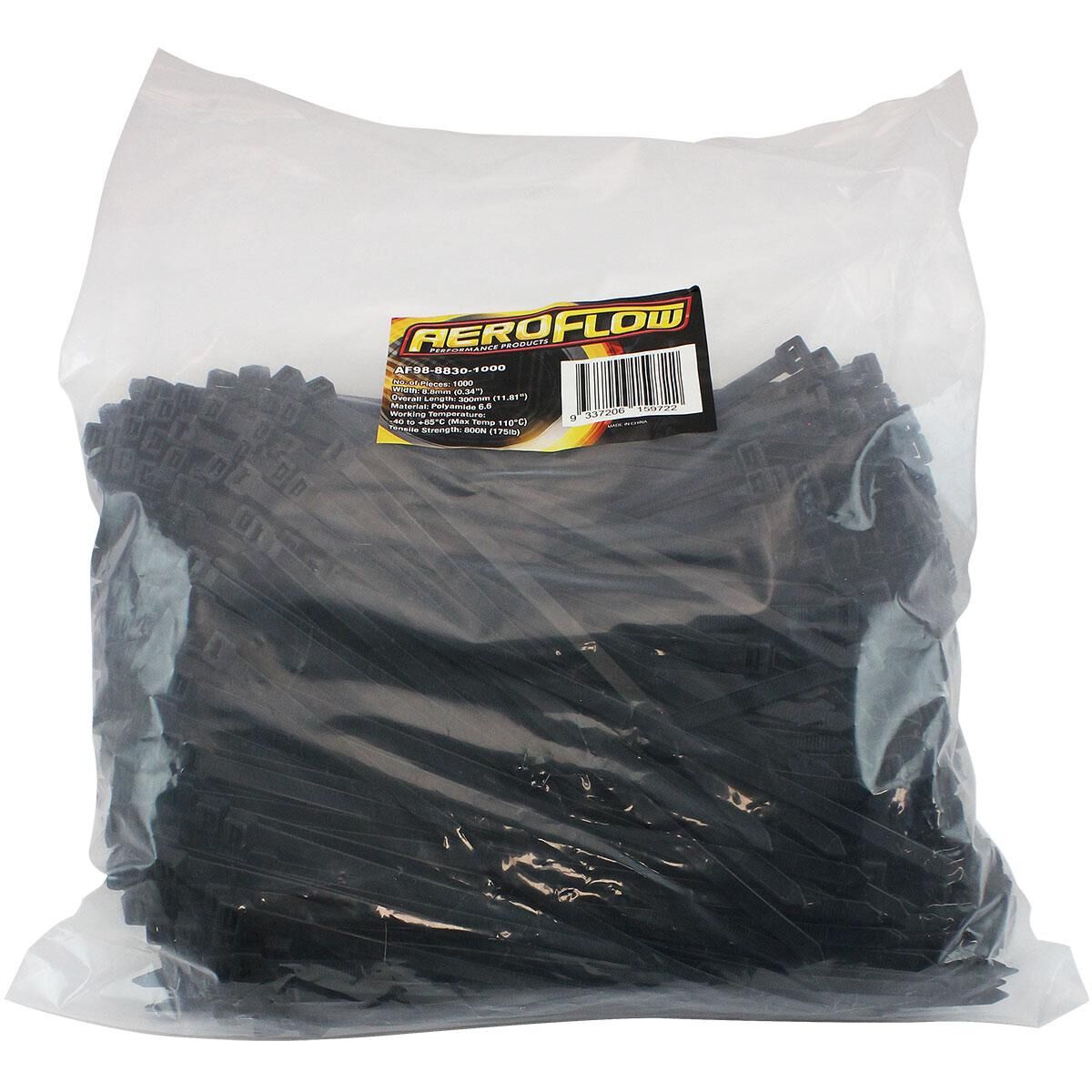 CABLE TIES 8.8MM X 300MM 1000 PACK BLACK ZIP TIE PA66, , scaau_hi-res