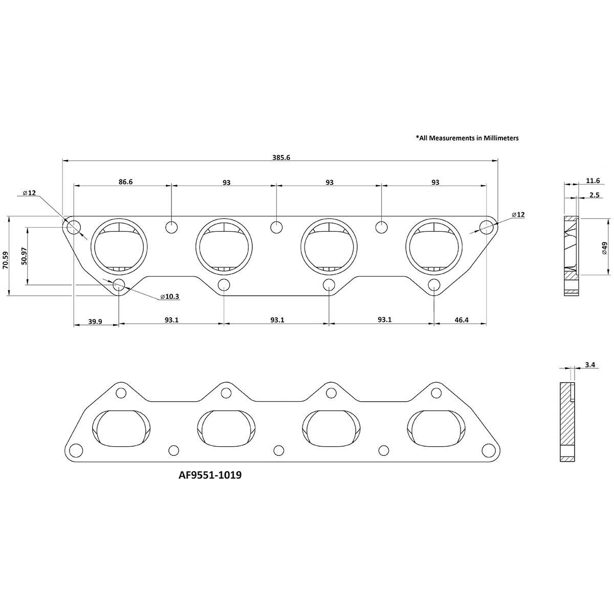 MITSUBISHI EVO HEADER FLANGE ONLY - CNC MACHINED 50MM PORT, , scaau_hi-res