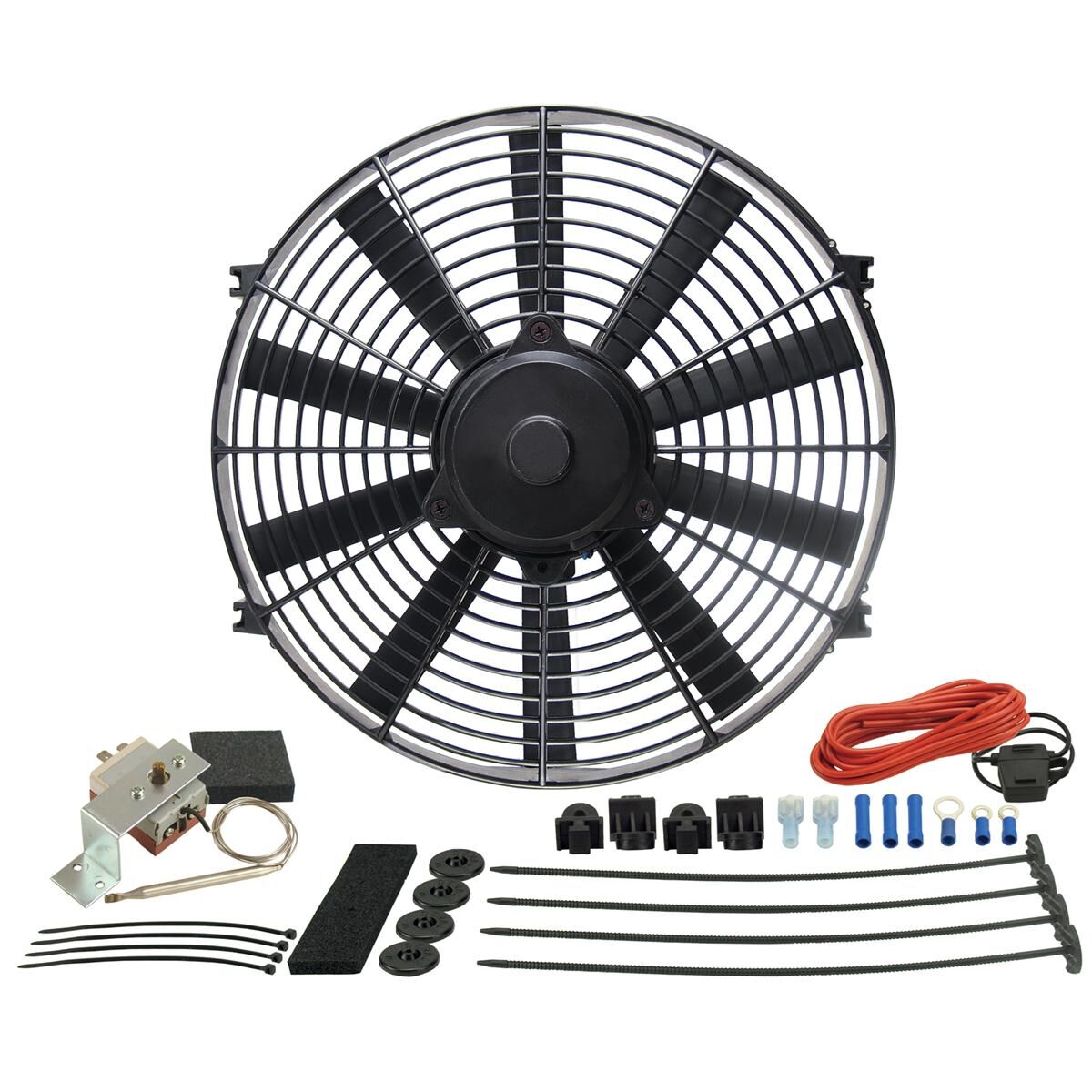 Dyno-Cool Straight Blade Elect. Fan/Thrmostat Kit 14 Inch, , scaau_hi-res