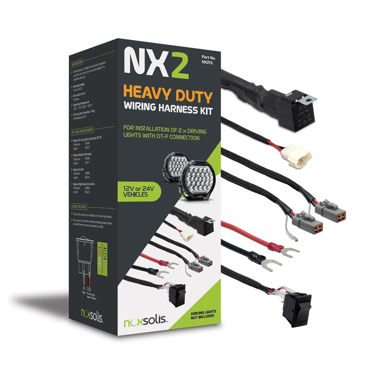 WIRING HARNESS KIT HEAVY DUTY SUITS 2 X D/LAMPS 12 - 24 VOLT, , scaau_hi-res