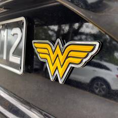 DC WONDER WOMAN 3D CAR EMBLEM (BLACK, YELLOW AND CHROME), , scaau_hi-res