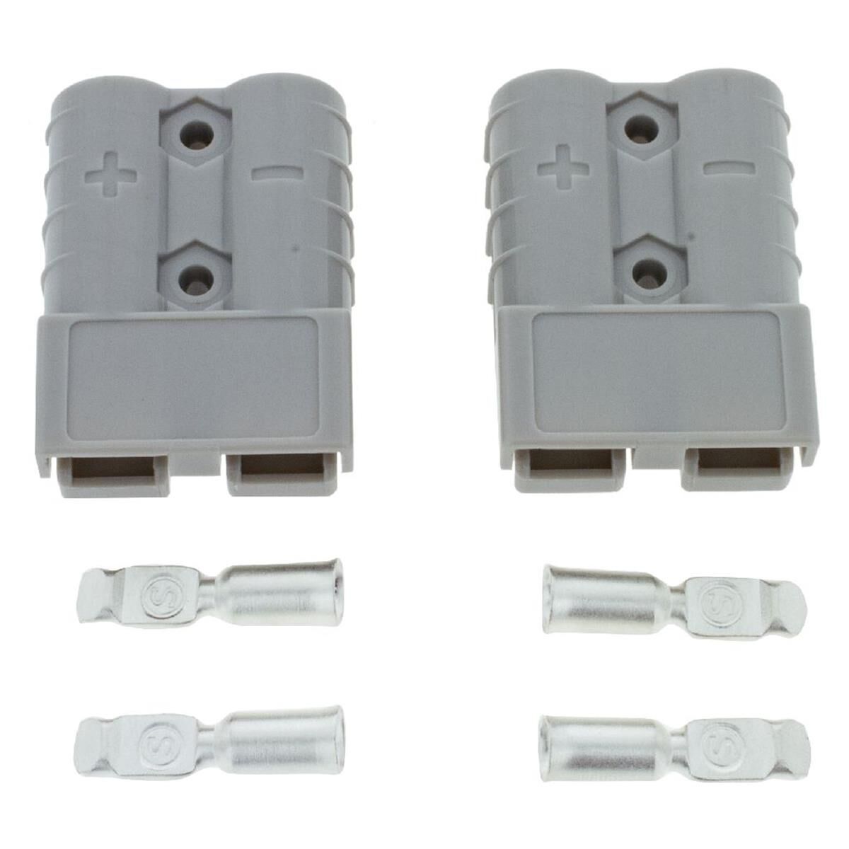 PKT 2 GREY 50amp CONNECTORS W/ TERMINALS - CONNECTORS CRIMP TERMINALS, , scaau_hi-res