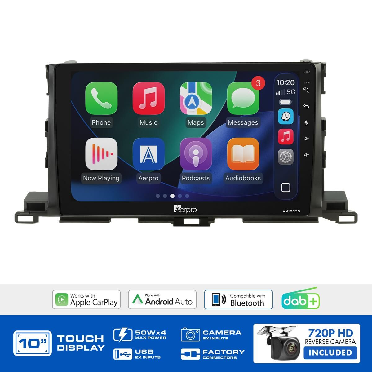 AERPRO 10" MULTIMEDIA RECEIVER HEAD UNIT KIT TO SUIT TOYOTA KLUGER (2014-2019) - AMDTO37, , scaau_hi-res