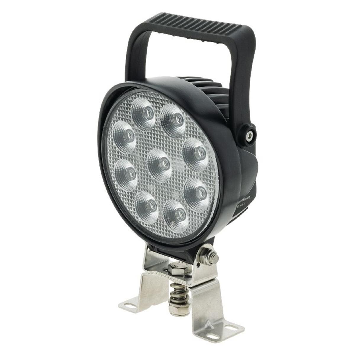 LED RND WORKLAMP FLOOD BEAM W/HANDLE & SWITCH 9 - 36V 54W 9LEDs BLK HSNG 5,100Lmns, , scaau_hi-res