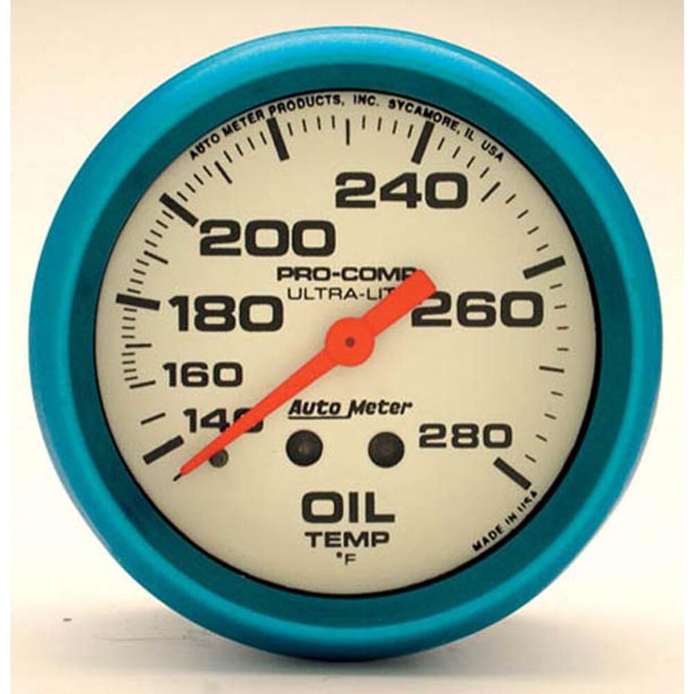 Autometer Oil Temp Gauge , 6 25/8, 140 280 F, 6 Feet, 2 5/8 Inch