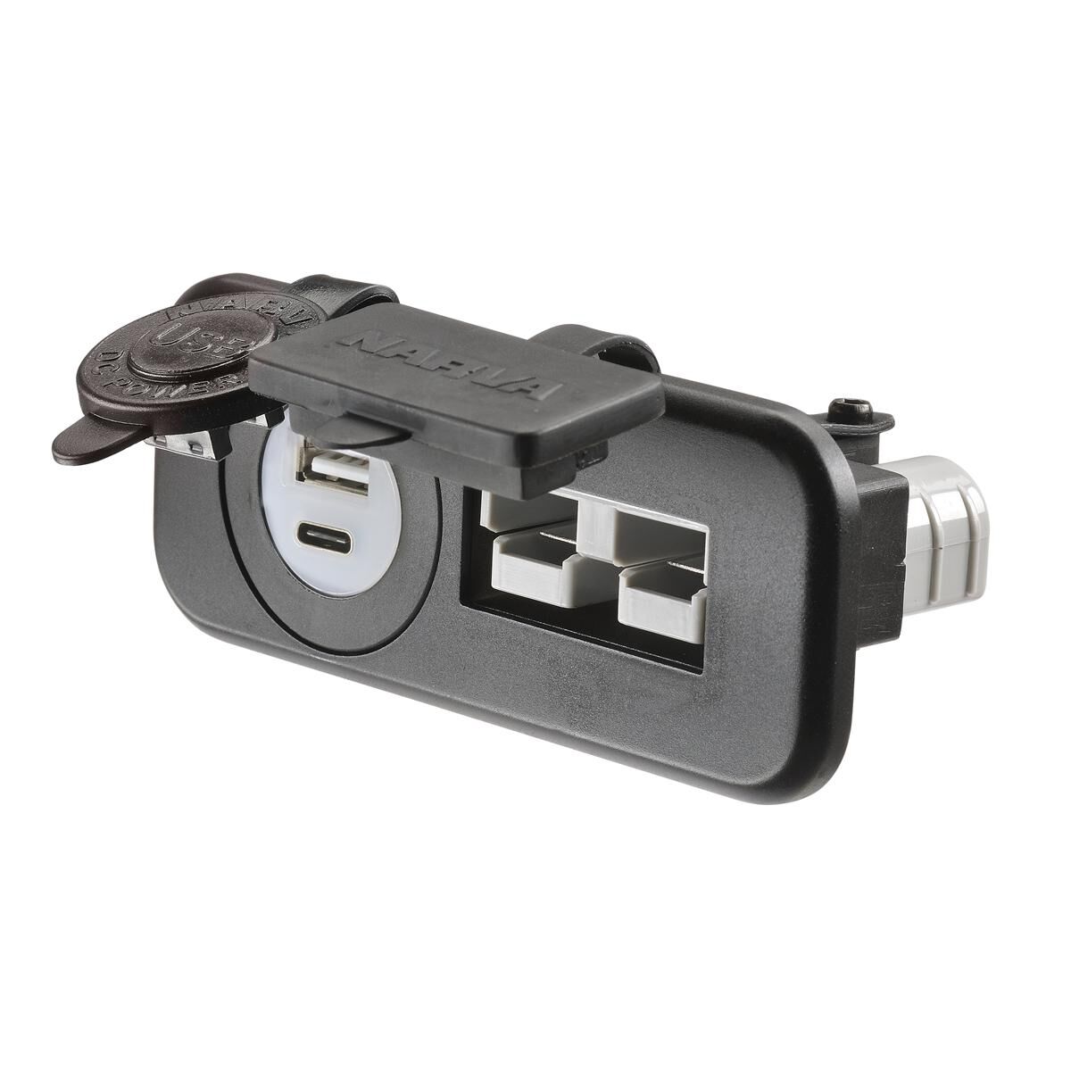 NARVA HEAVY-DUTY TWIN 50-AMP CONNECTOR & USB/USB-C SOCKET, , scaau_hi-res