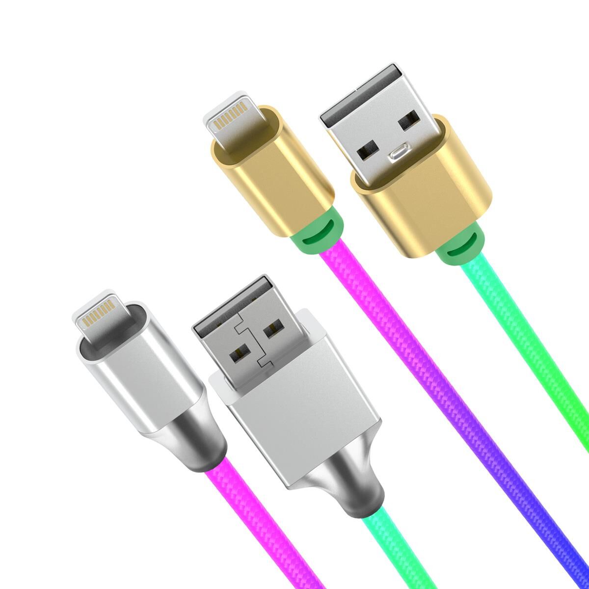 LASER MFI LIGHTNING TO USB-A CABLE 2 PACK &ndash; NYLON BRAIDED, 2M, FAST CHARGE, APPLE CERTIFIED, , scaau_hi-res