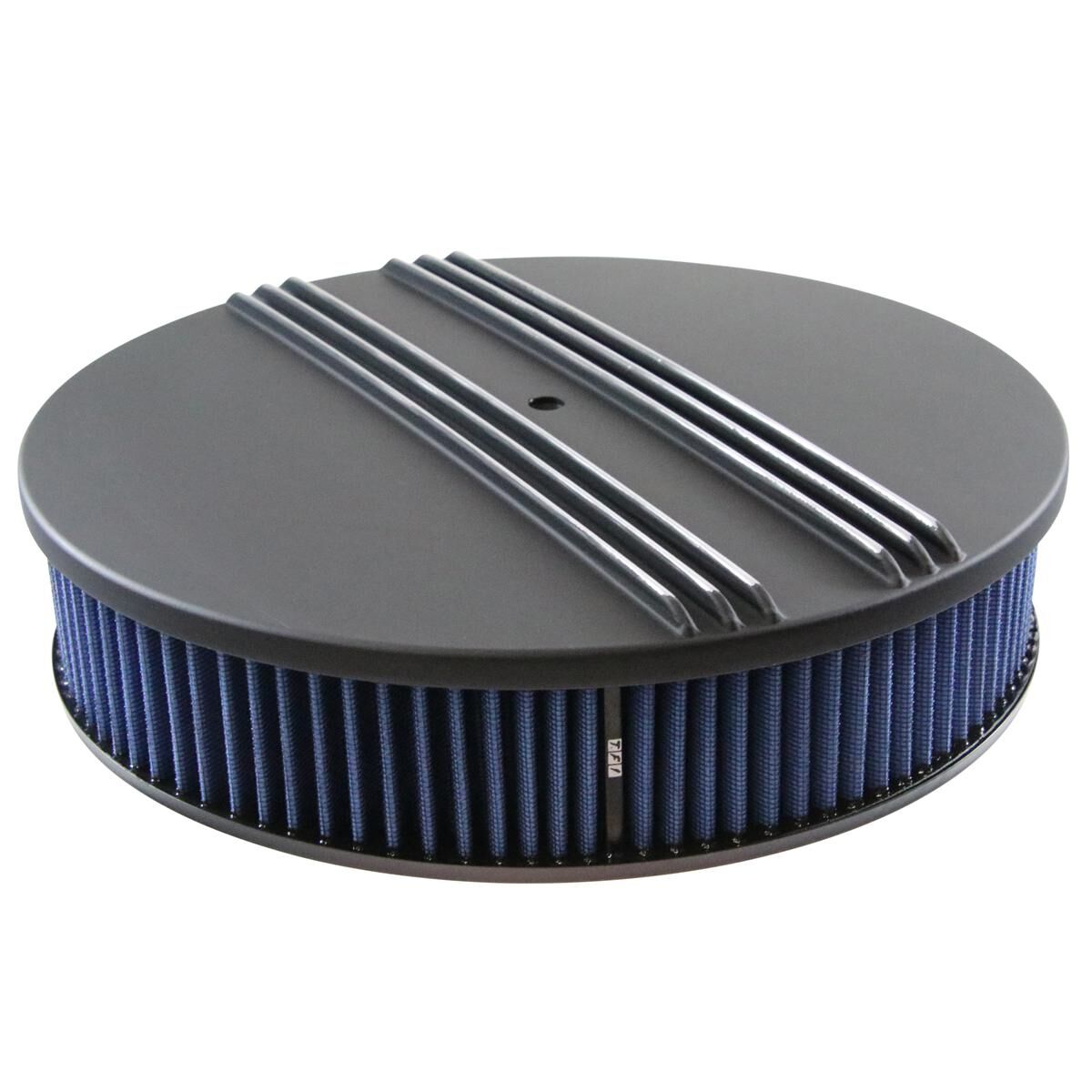 Air Cleaner 14 x 3 Round Black Half Finned Aluminium Blue Element, , scaau_hi-res