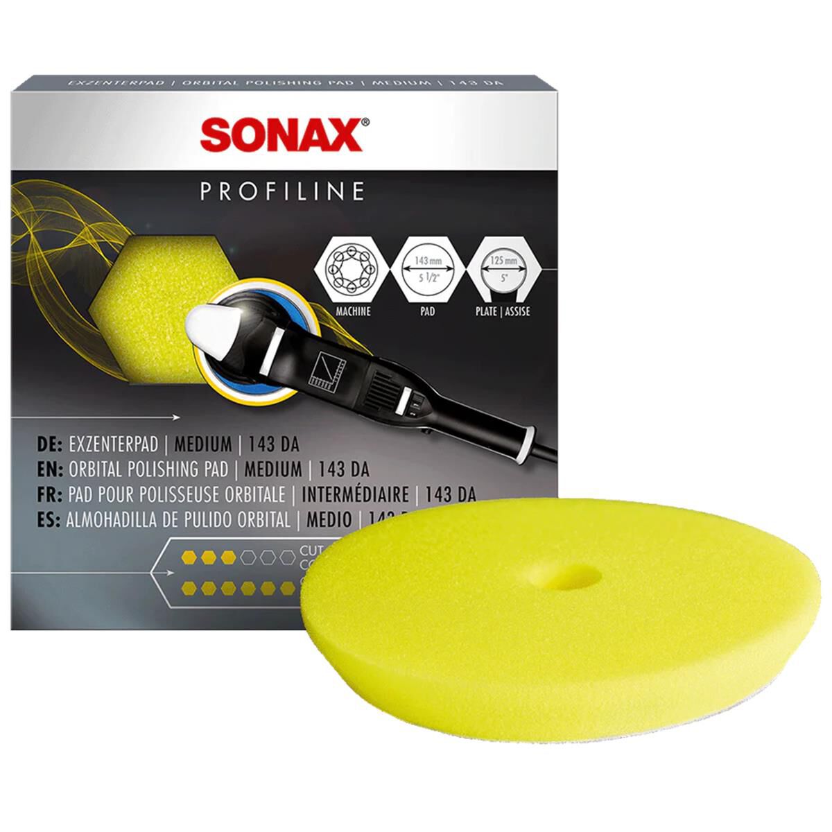 DA POLISHING PAD MEDIUM 143 MM (YELLOW) 143 MM ( ~ 5 INCH), , scaau_hi-res