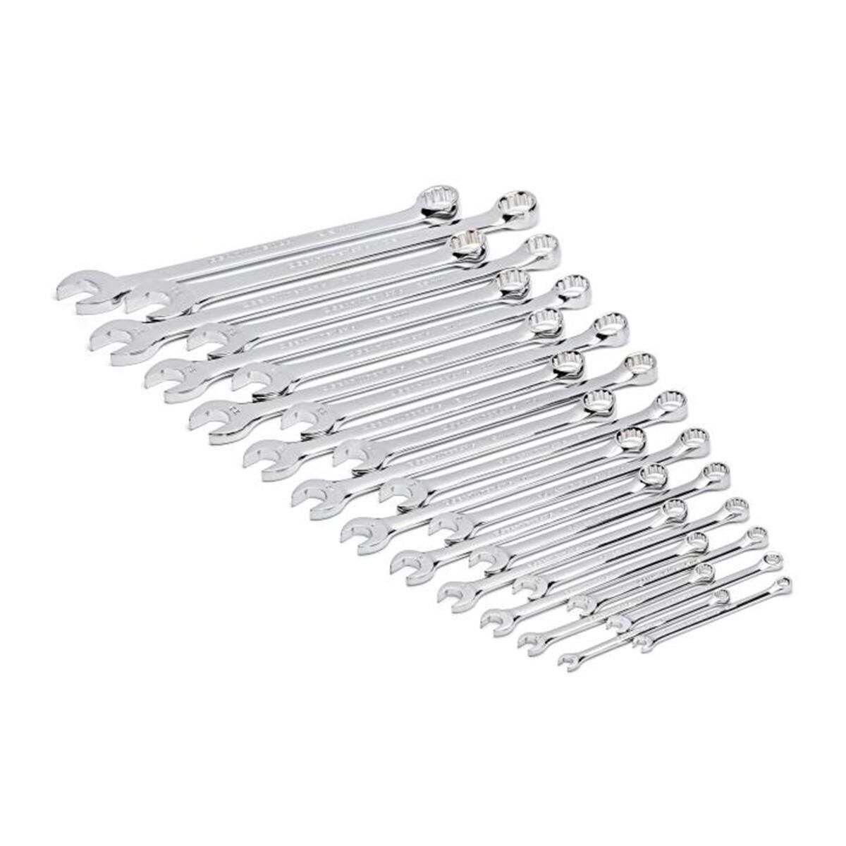 24 PIECE 12 POINT LONG PATTERN COMBINATION METRIC WRENCH SET IN FOAM STORAGE TRAY, , scaau_hi-res