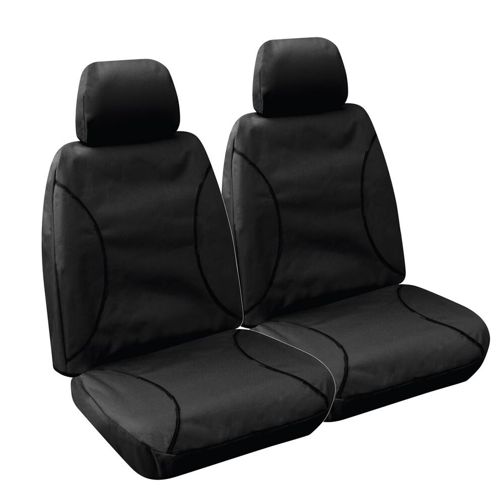 Tradies Canvas Ready Made Seat Covers Front Black Suits Hilux Super Auto - How To Wash Toyota Canvas Seat Covers
