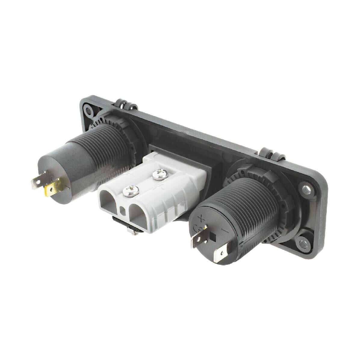 TRIPLE FLUSH MOUNT HOUSING 50amp ANDERSON STYLE PLUG & ACC,USB & BLU LED, , scaau_hi-res