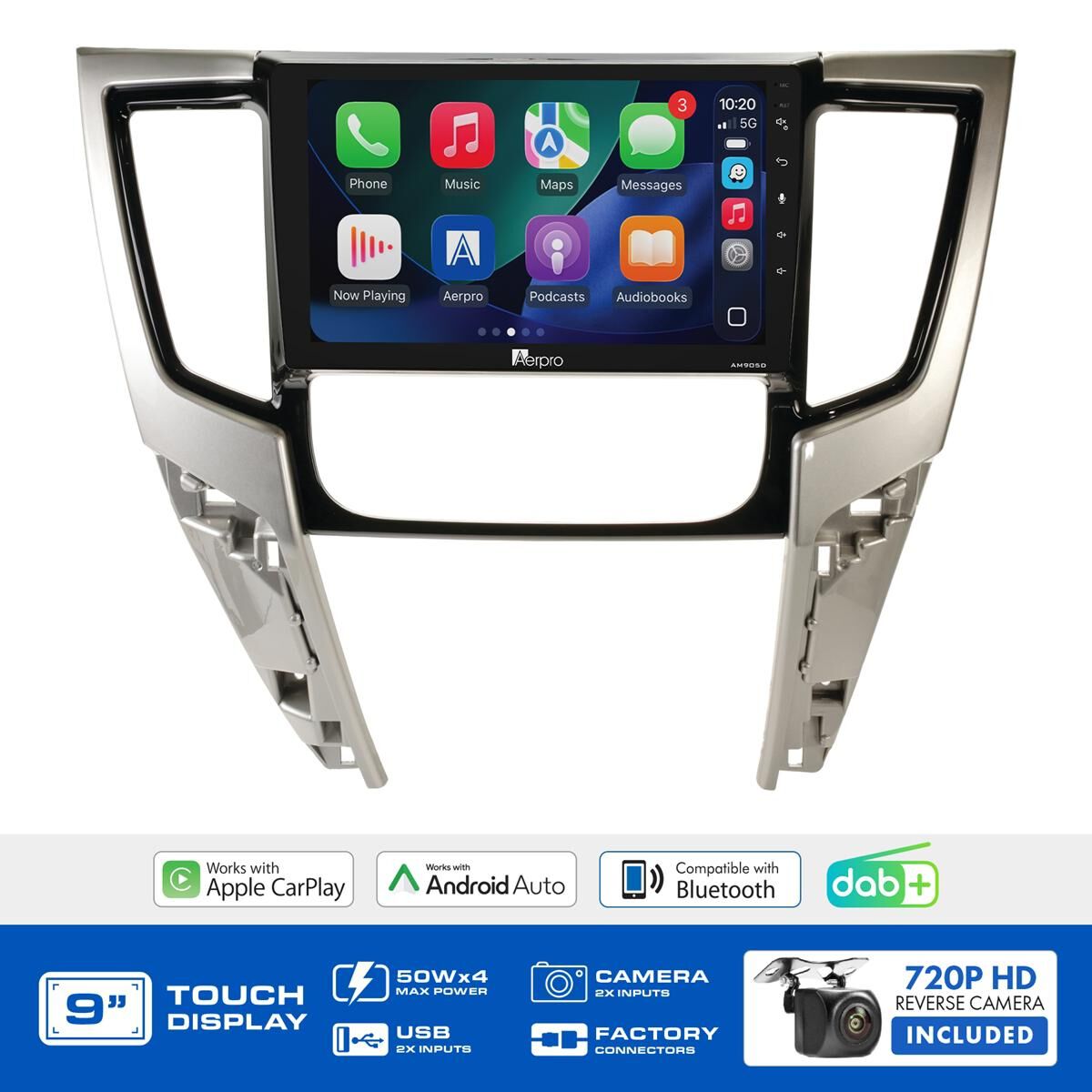 AERPRO 9" MULTIMEDIA RECEIVER HEAD UNIT KIT TO SUIT MITSUBISHI TRITON (2019-2024) - AUTO CLIMATE & 360 CAMERA MODELS - AMDMB30, , scaau_hi-res