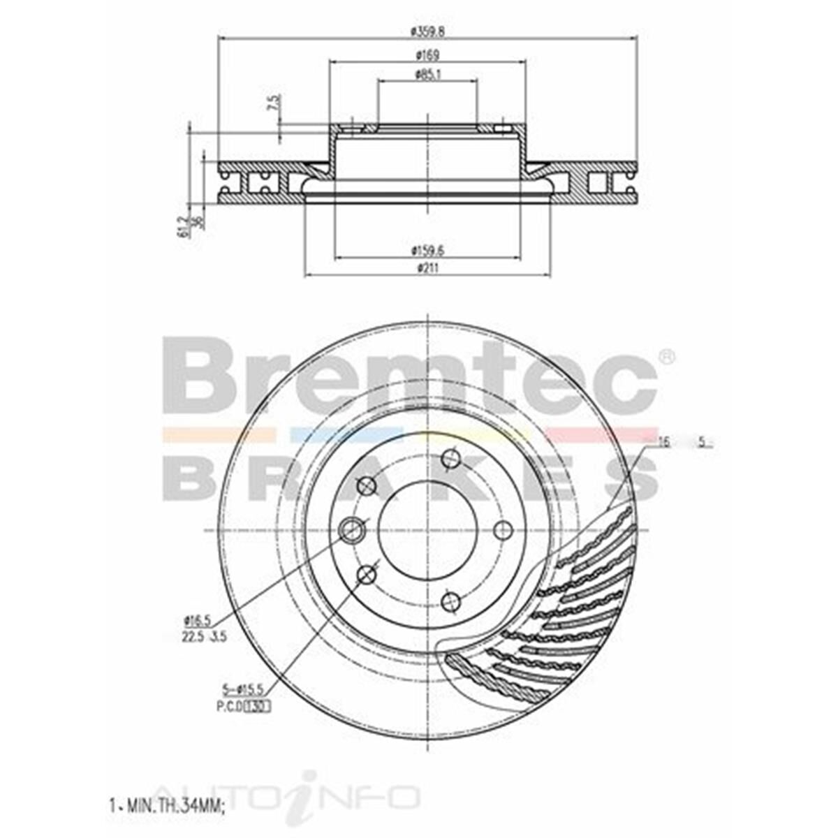 Bremtec Euro-Line Brake Rotor - Single, BDR40017LEL | Supercheap Auto
