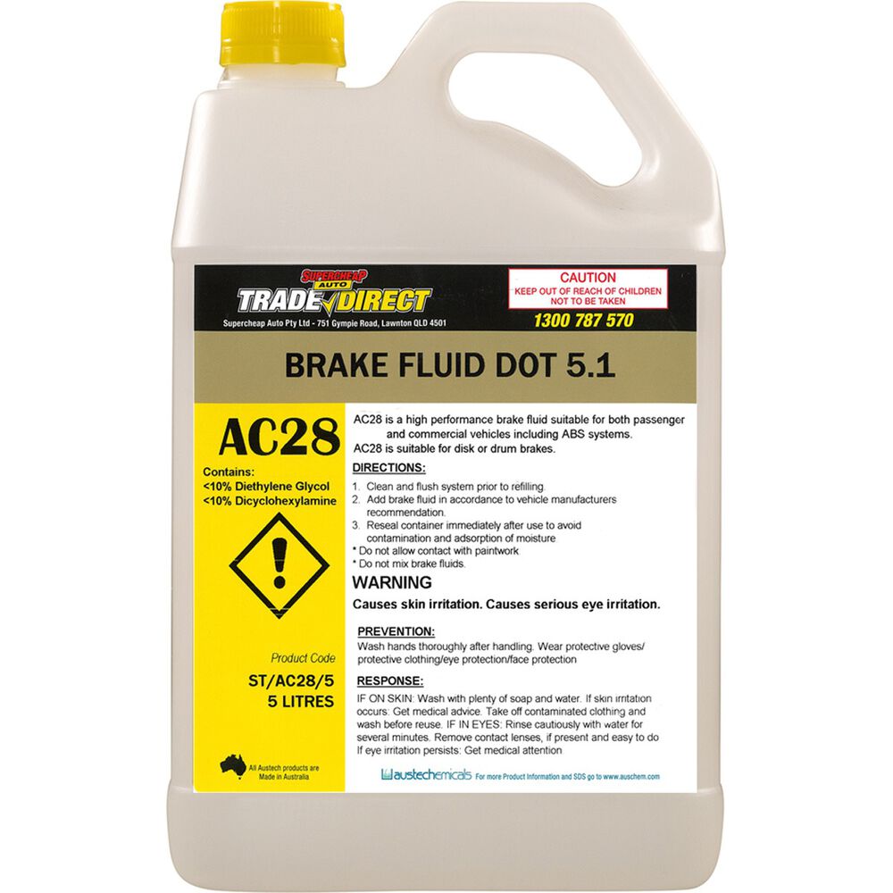 DOT 5.1 Brake Fluid 5 Litre ST/AC28/5 Supercheap Auto