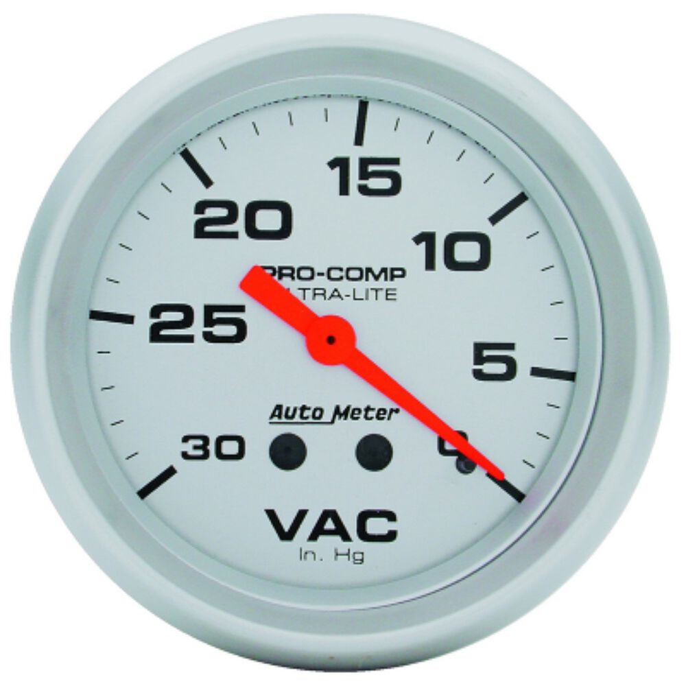 Autometer Ultra Lite Vacuum Gauge Mechanical 10 Feet, 0 30 inHg, 2