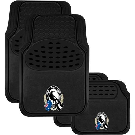 CAR MAT AFL COLLINGWOOD SET OF 4 BLK * ---- 283792, , scaau_hi-res
