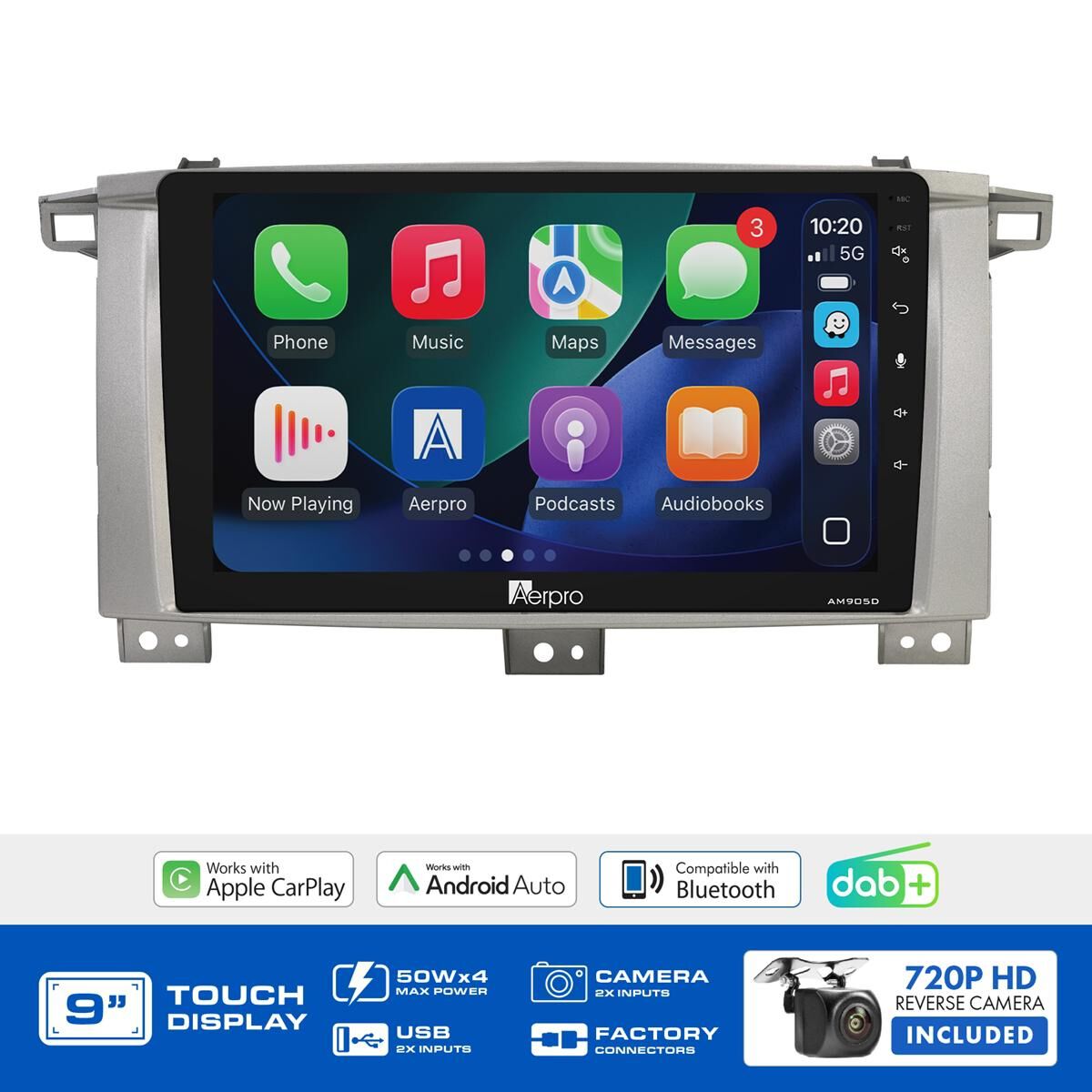 AERPRO 9" MULTIMEDIA RECEIVER HEAD UNIT KIT TO SUIT TOYOTA LANDRCUISER 100 SERIES (2003-2007) - AMDTO40, , scaau_hi-res