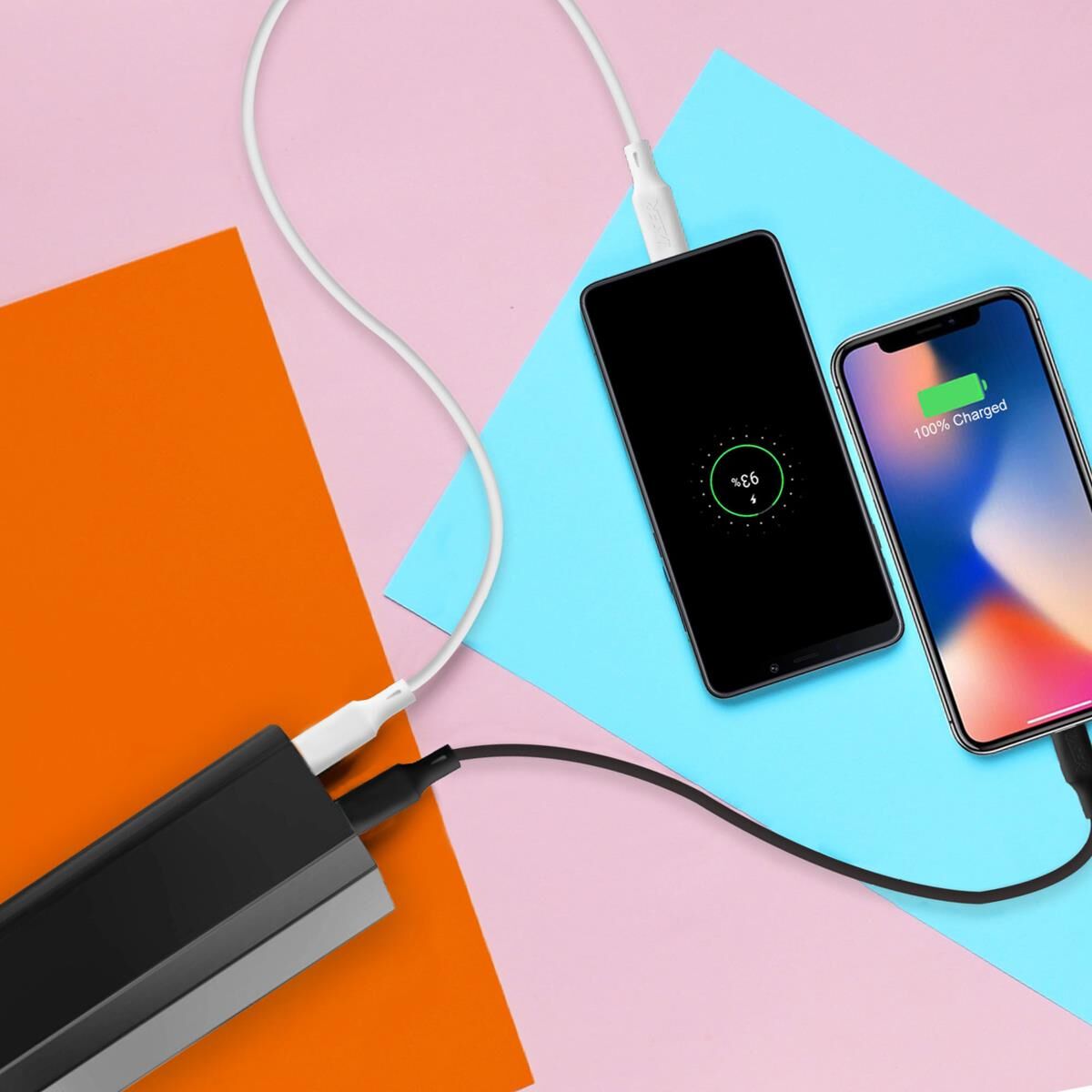 LASER 1M USB-C TO USB-C CHARGING CABLE 2 PACK &ndash; FAST CHARGE 60W, DATA SYNC, BLACK & WHITE, , scaau_hi-res