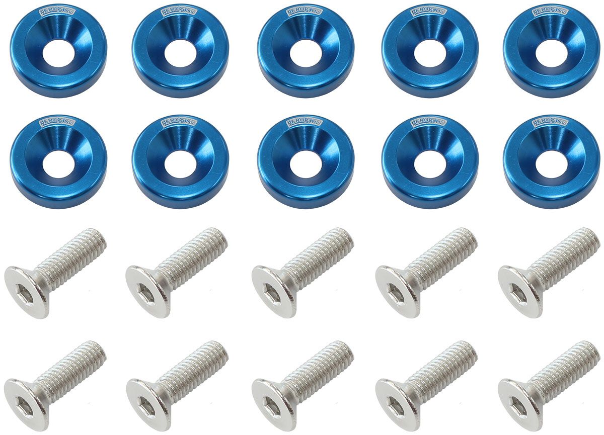 BILLET DRESS UP FENDER BOLT 10 PACK 1/4 UNC UHL 25MM BLUE, , scaau_hi-res