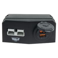 DOUBLE SURFACE MOUNT HOUSING 50amp ANDERSON STYLE PLUG & USB BLU LED, , scaau_hi-res
