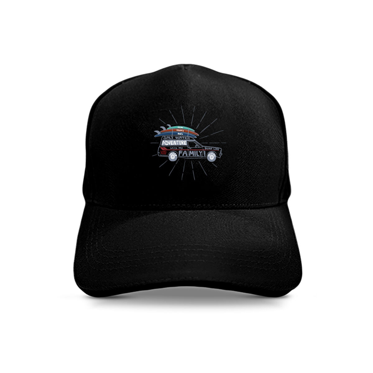 ADULT 5-PANEL CAP-BLACK [ADVENTURE WITH FAMILY], , scaau_hi-res