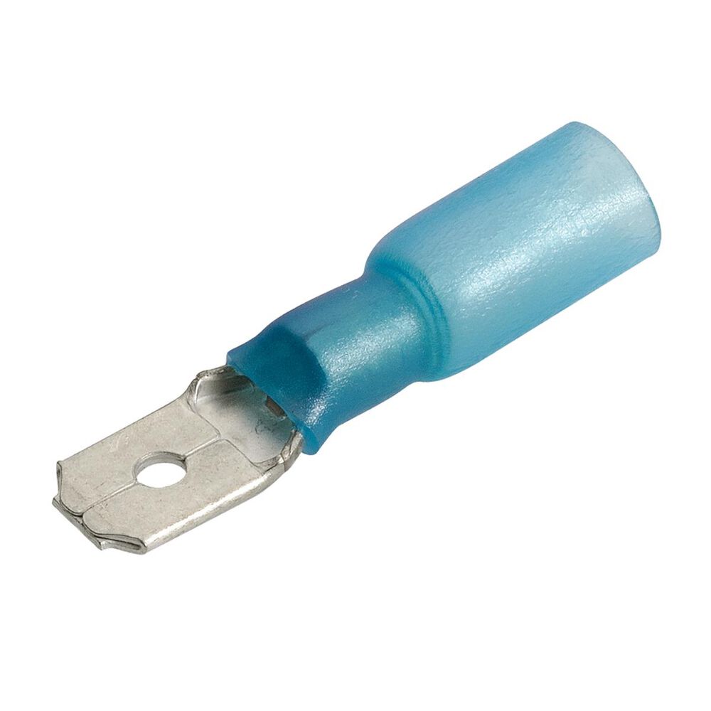 Narva Male Heat Shrink Terminal Blue, 50 Pack, 6.3mm, Blade