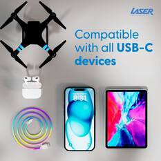 LASER RAINBOW USB C NYLON-BRAIDED CHARGING CABLE 1M – FAST CHARGE, DURABLE, TANGLE-FREE, , scaau_hi-res
