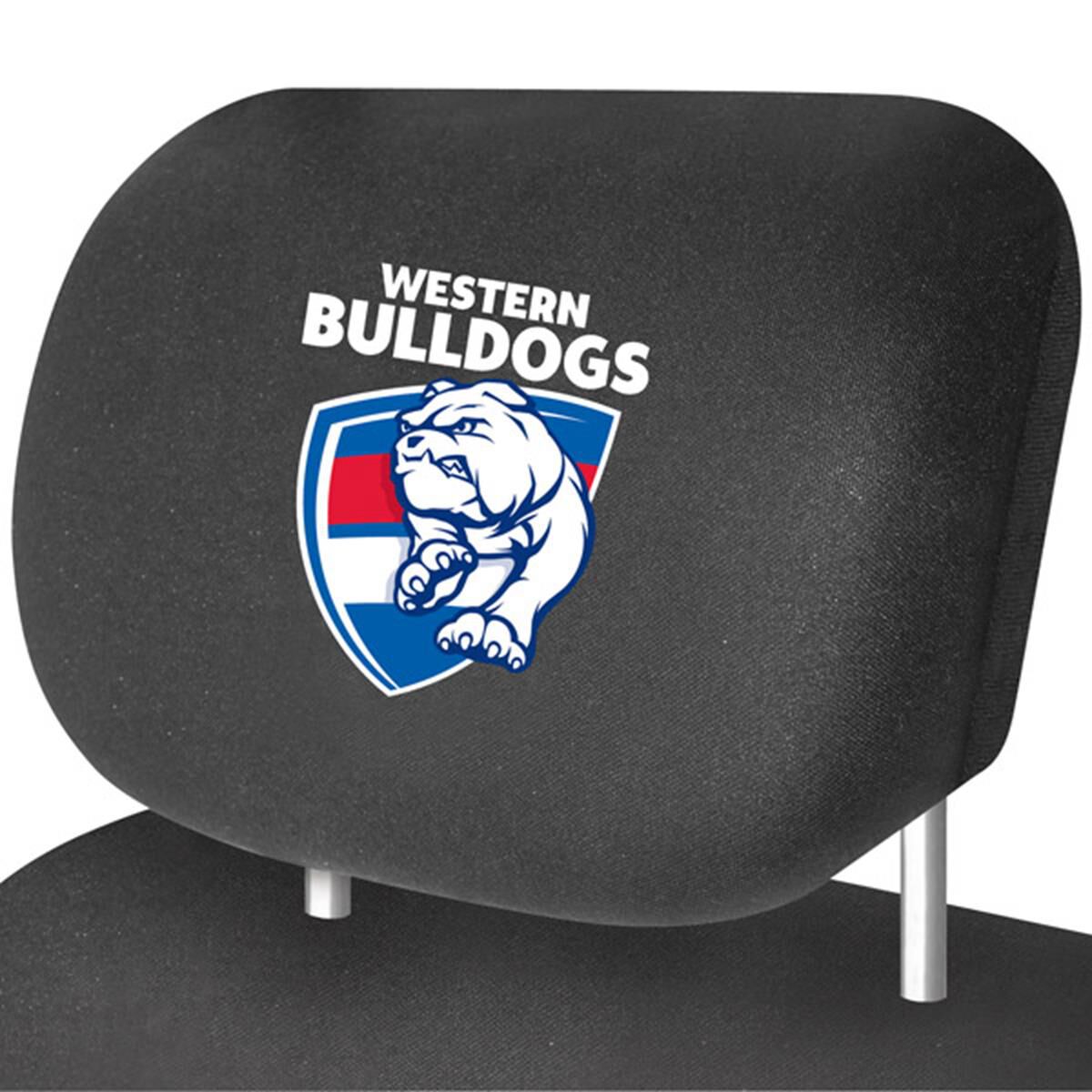 AFL CAR HEAD REST COVER - PAIR BULLDOGS, , scaau_hi-res
