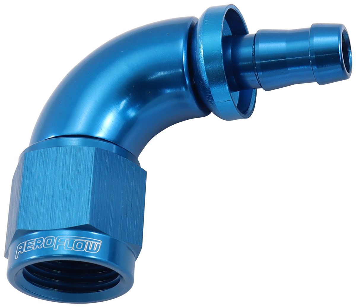 -6AN TO 5/16" BARB 90 DEG FULLFLOW PUSH LOCK BLUE, , scaau_hi-res