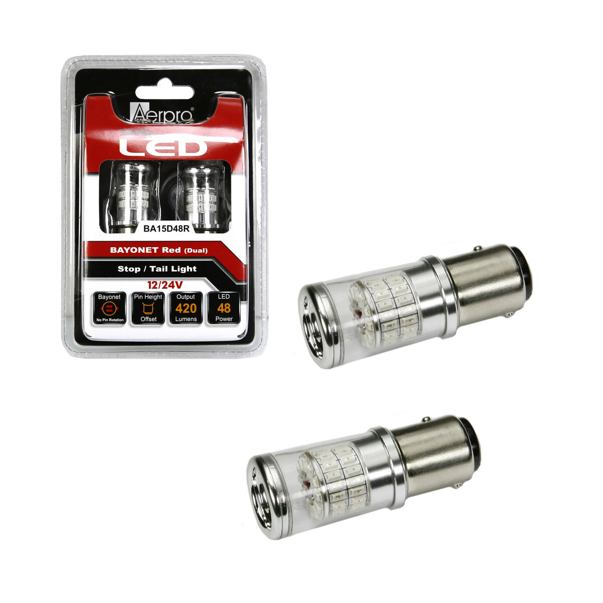 48 X SMD BAY15D BAYONET RED DUAL, , scaau_hi-res