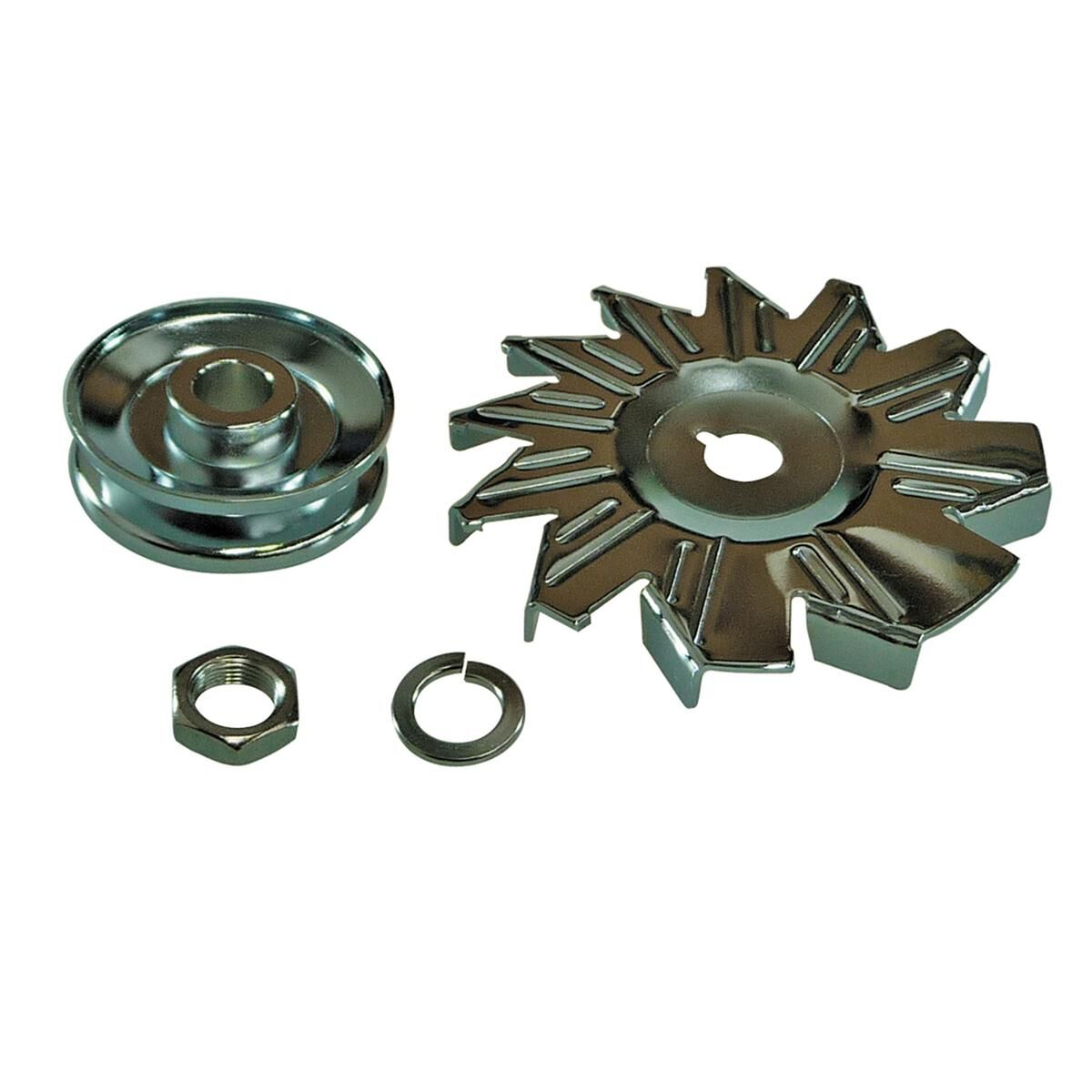 Chrome Alternator Pulley/Fan Univ Kit, , scaau_hi-res