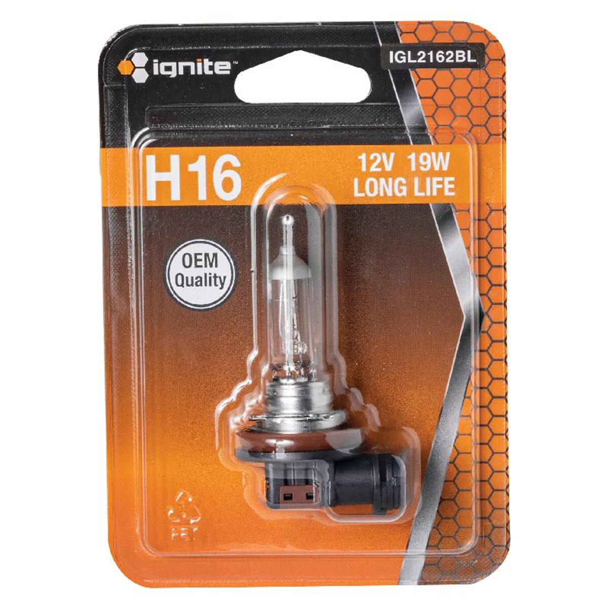 PKT1 H16 HALOGEN GLOBE 12V 19WPGJ19-3 BASE LONG LIFE BLISTER, , scaau_hi-res
