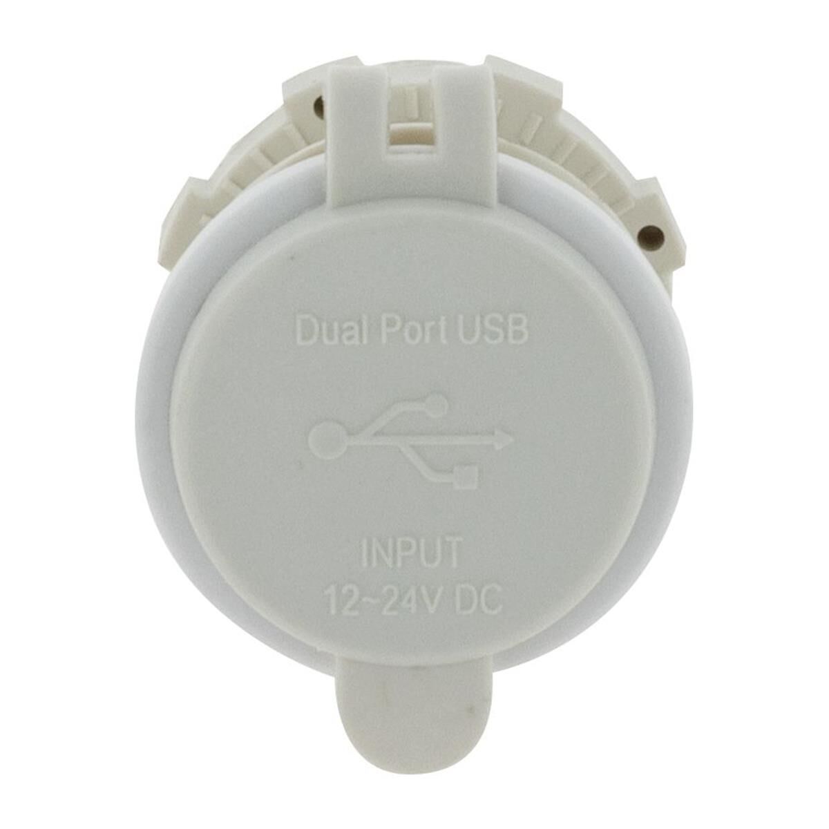 DUAL USB WHITE SOCKET PORT 1 2.4A PORT 2: QC3.0 NON LED, , scaau_hi-res