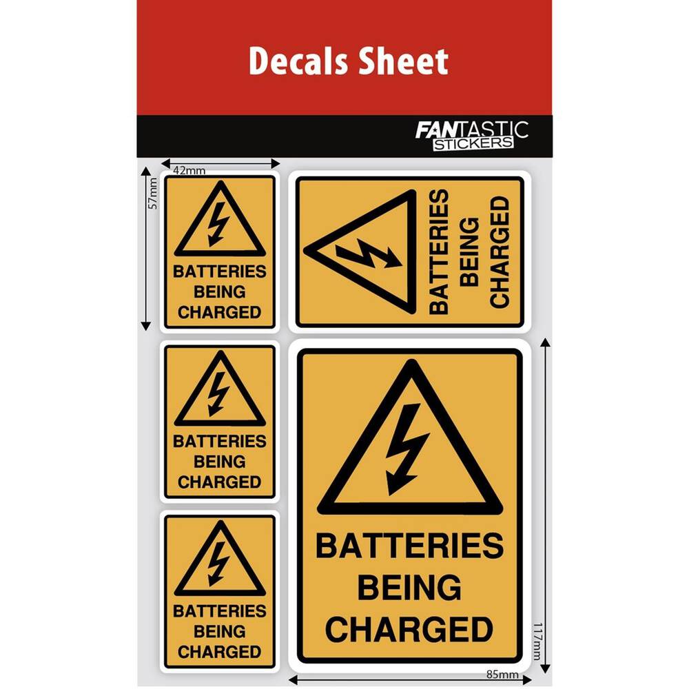 Fantastic Stickers Health & Safety Batteries Being Charged Yellow ...