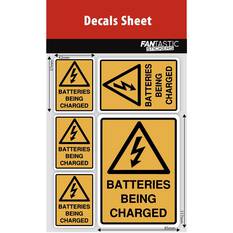 HEALTH & SAFETY BATTERIES BEING CHARGED YELLOW WARNING SIGNS DECAL SHEET, , scaau_hi-res