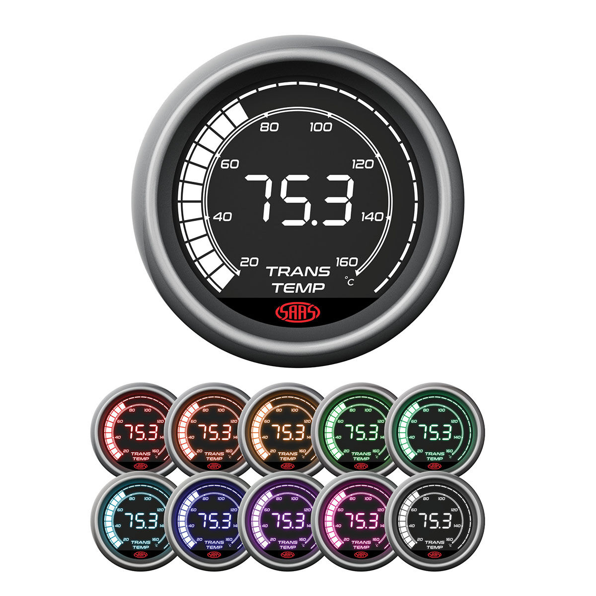 SAAS TRANS TEMP GAUGE 20&deg;-160&deg; 52MM DIGITAL SERIES, , scaau_hi-res