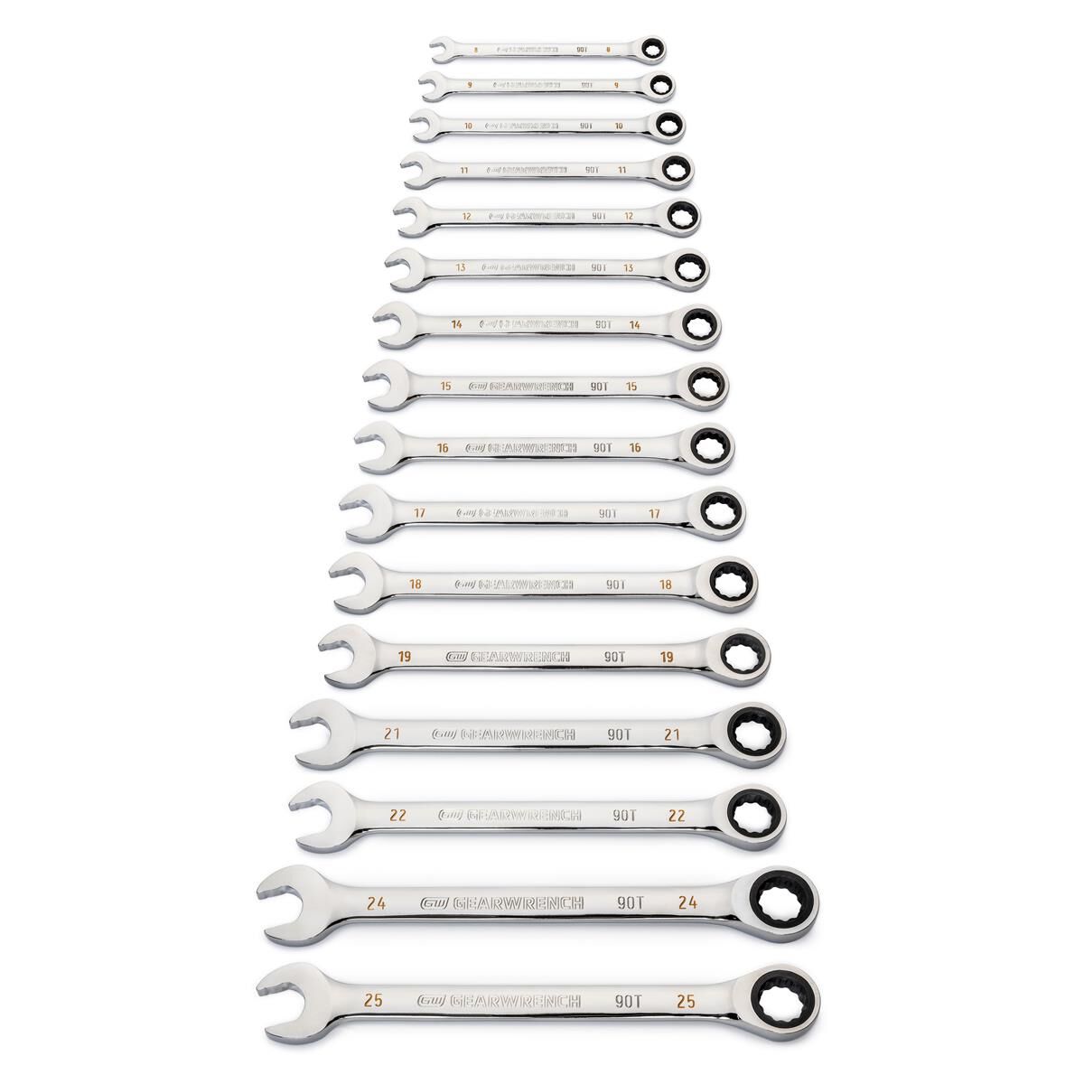 16 PIECE 90-TOOTH 12 POINT METRIC COMBINATION RATCHETING WRENCH SET, , scaau_hi-res