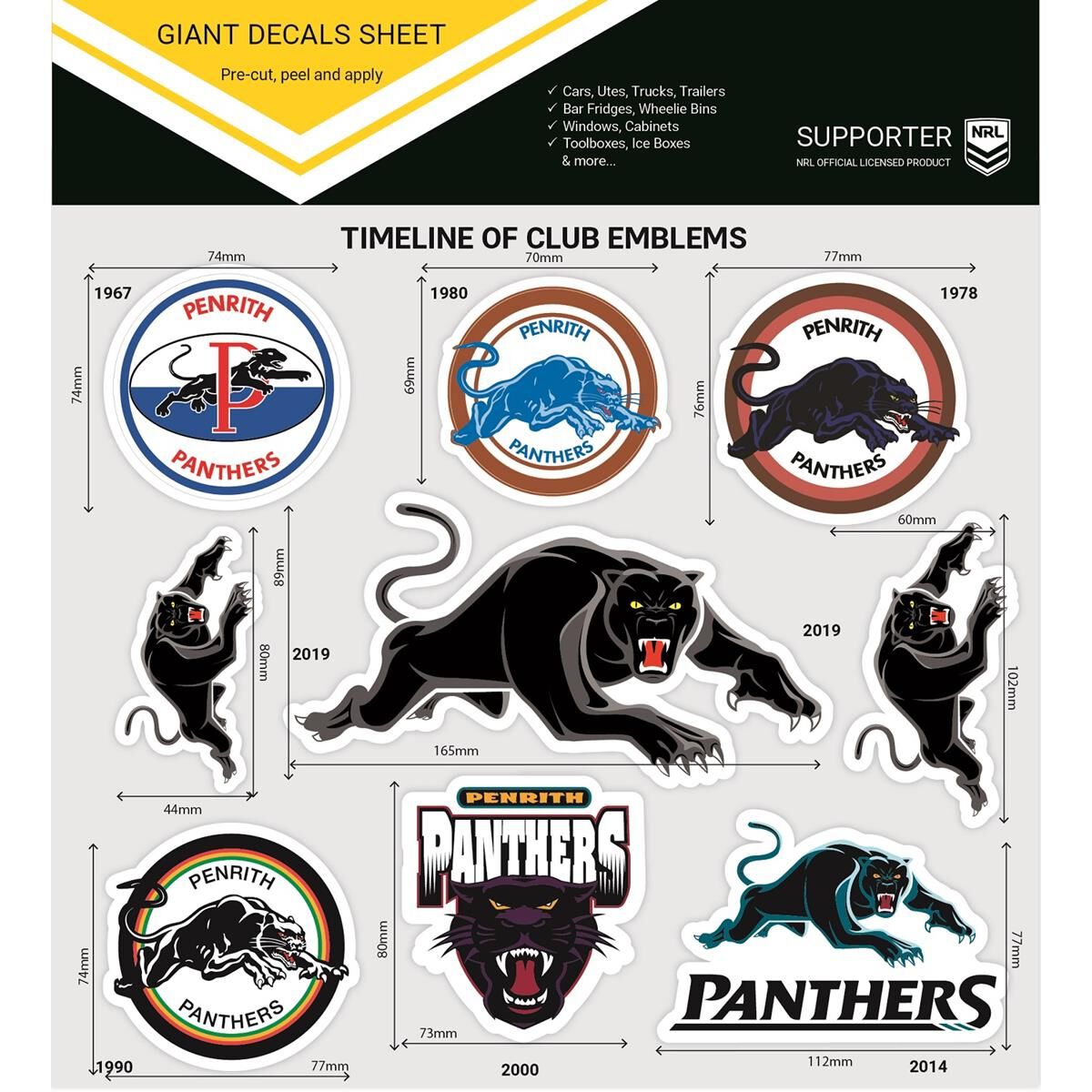 PANTHERS GIANT DECALS SHEET INCL HERITAGE LOGOS, , scaau_hi-res