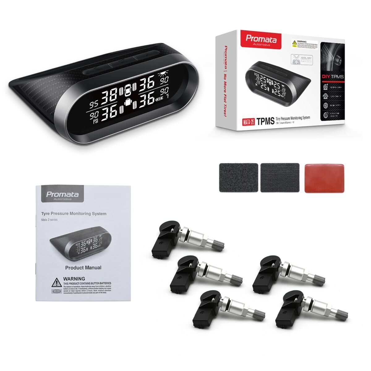 Promata Mata 2 EZsync Wireless Pairing Tyre Pressure Monitor - 5 Internal Sensors 10 Meters 10 Meters, , scaau_hi-res