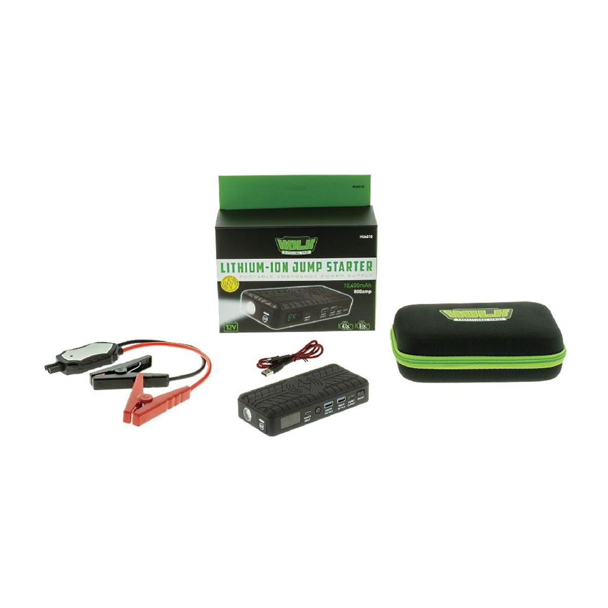 LITHIUM-COBALT JUMP STARTER 10,400mAh W/LED DISPLY, CARRY CASE, FLASH LIGHT, 12V PWR SUP, , scaau_hi-res