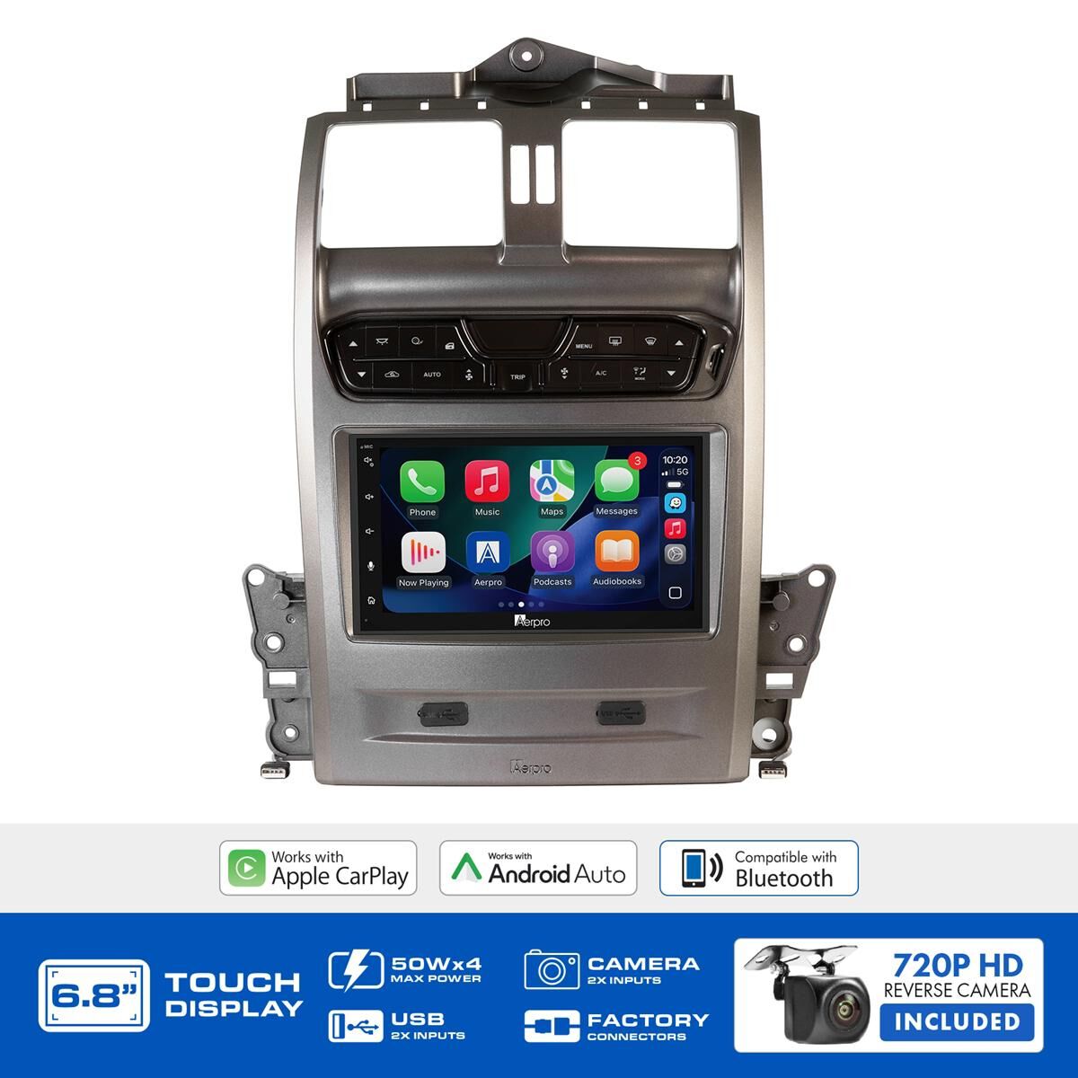 AERPRO 6.8" MULTIMEDIA RECEIVER HEAD UNIT KIT TO SUIT FORD FALCON BA-BF & TERRITORY SX-SY &ndash; AX9750GK, , scaau_hi-res