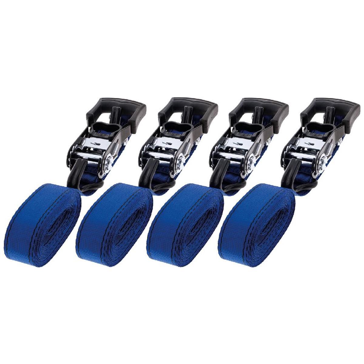 Hulk 4x4 Pkt 4 Hd Ratchet Tie Down Straps 4.65M X 38Mm Blue HU5000