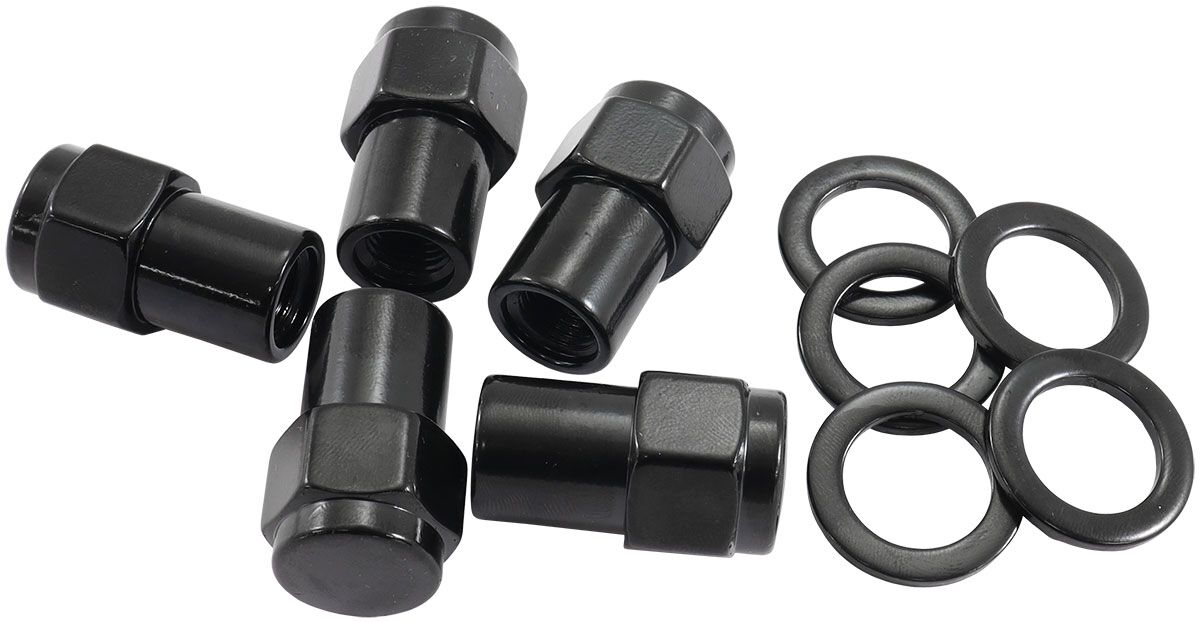 M14 X 1.50MM .550" SHANK CLOSED WHEEL NUTS BLACK (5), , scaau_hi-res