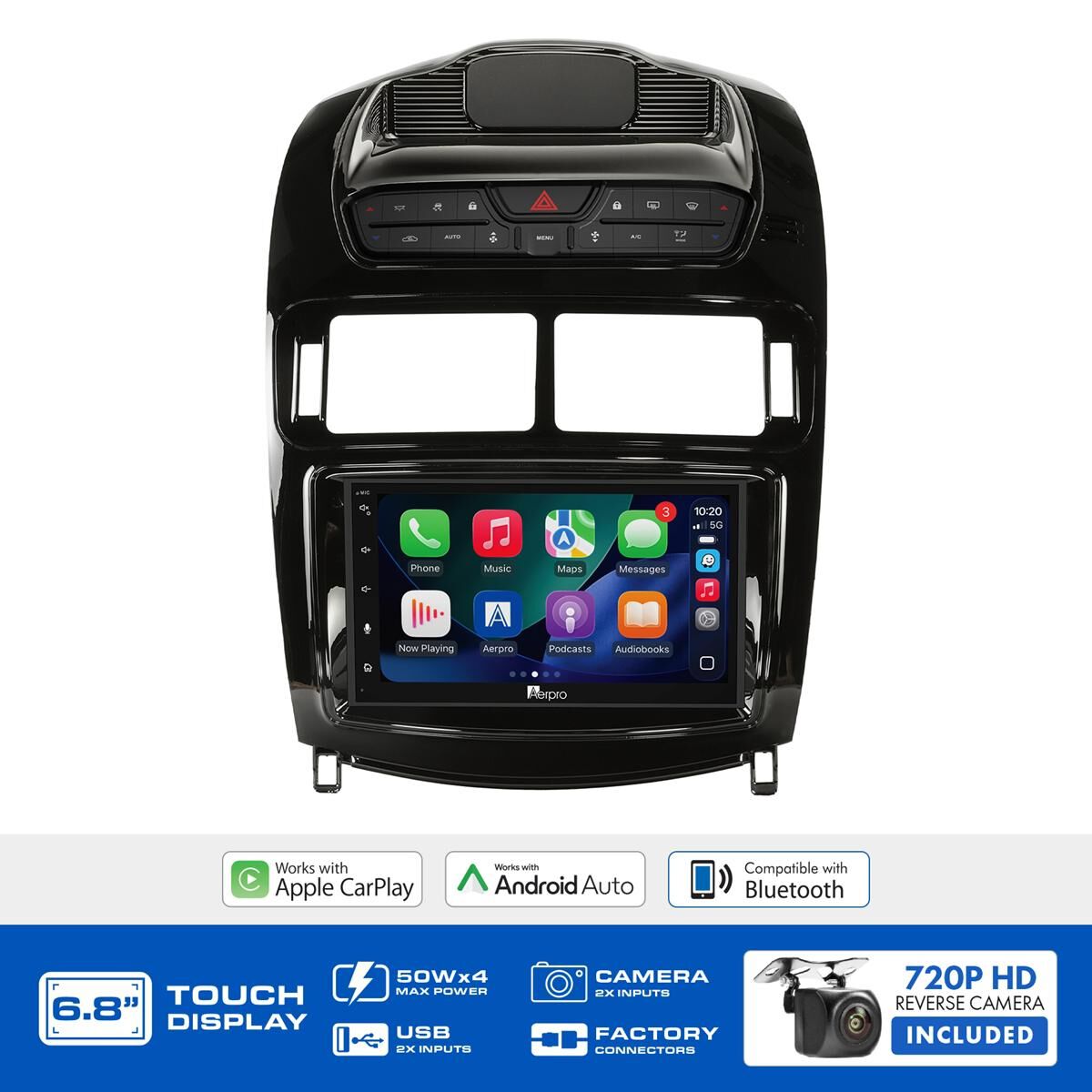 AERPRO 6.8" MULTIMEDIA RECEIVER HEAD UNIT KIT TO SUIT FORD FALCON SEDAN FGX GLOSS &ndash; AX9680PK, , scaau_hi-res