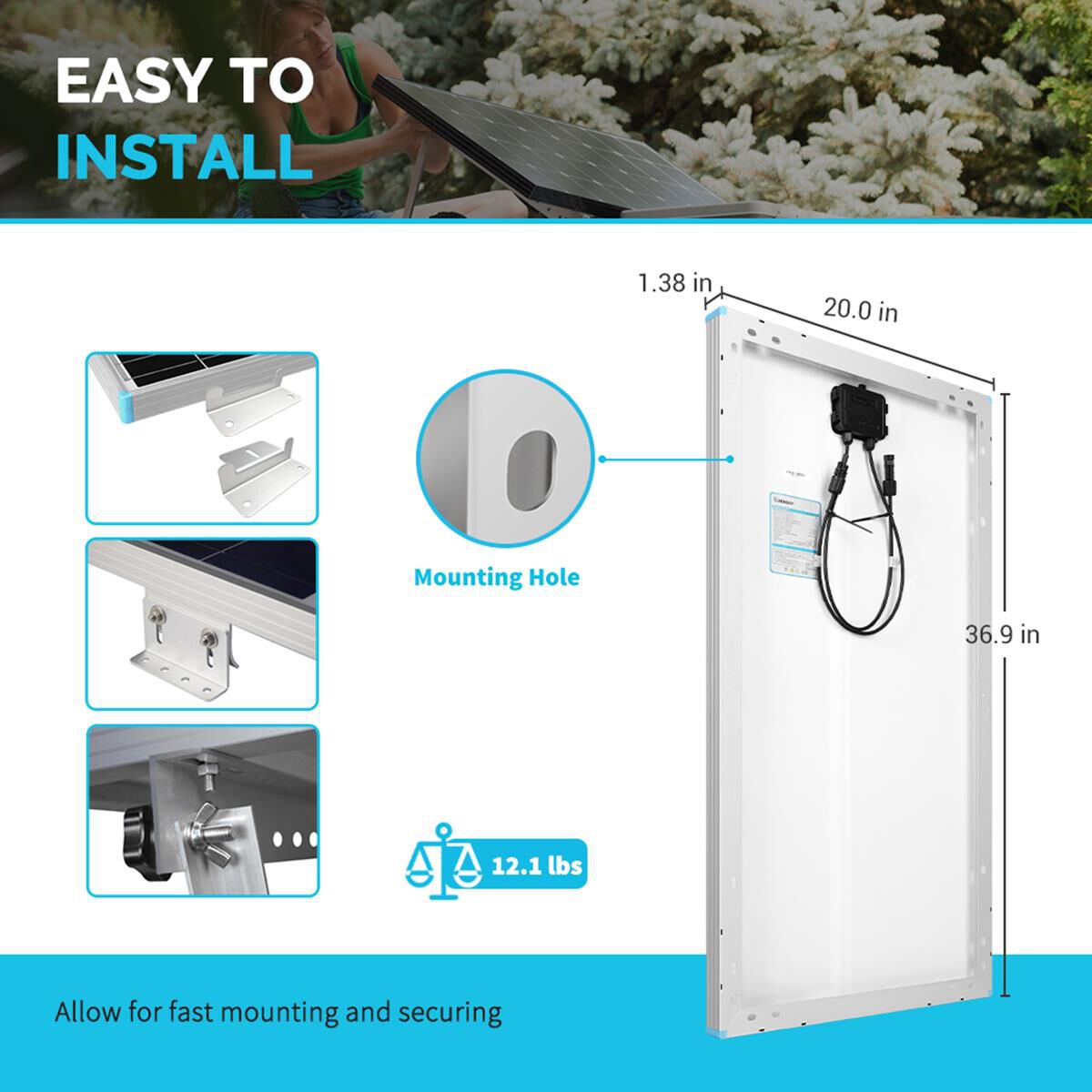 RENOGY 80W 12V MONOCRYSTALLINE SOLAR PANEL, , scaau_hi-res